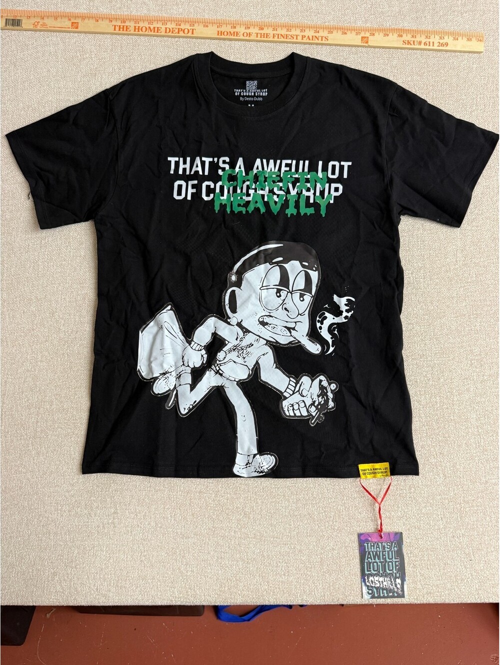 That's An Awful Lot Of Cough Syrup Graphic T-Shirt Mens Size L Large Black Chiff